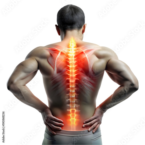 3d rendered illustration of back pain on white background
