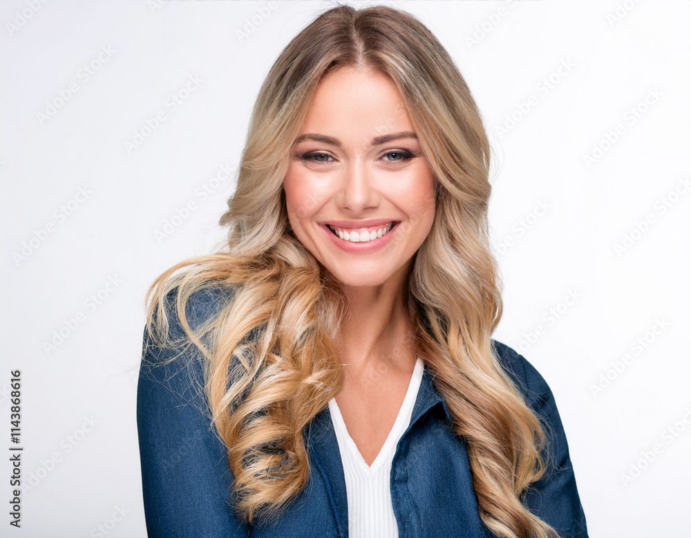portrait of a business beautiful blond cheerful young woman blonde on white background portrait of a business beautiful blond cheerful young woman blonde on white background