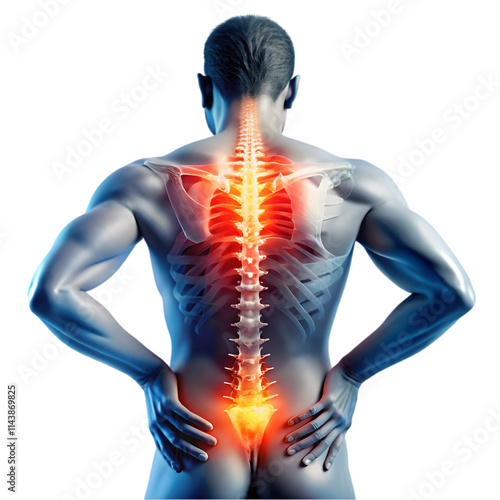 3d rendered illustration of back pain on white background