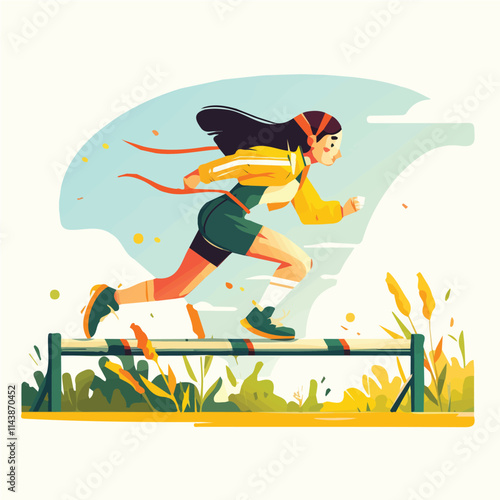 A girl exercising in vector and illustration