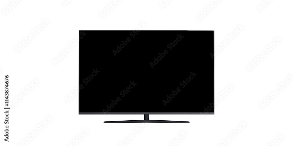 Modern TV black screen on transparent background. Cut out png Modern TV black screen on transparent background. Cut out png