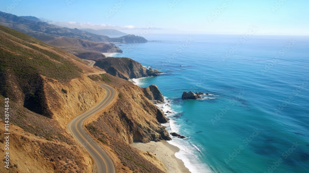 A stunning aerial view of a coastal landscape featuring cliffs, a sandy beach, and a shimmering ocean under a bright sun. A stunning aerial view of a coastal landscape featuring cliffs, a sandy beach, and a shimmering ocean under a bright sun.