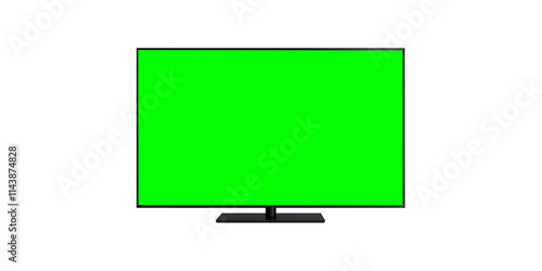 Modern TV green screen on transparent background. Cut out png