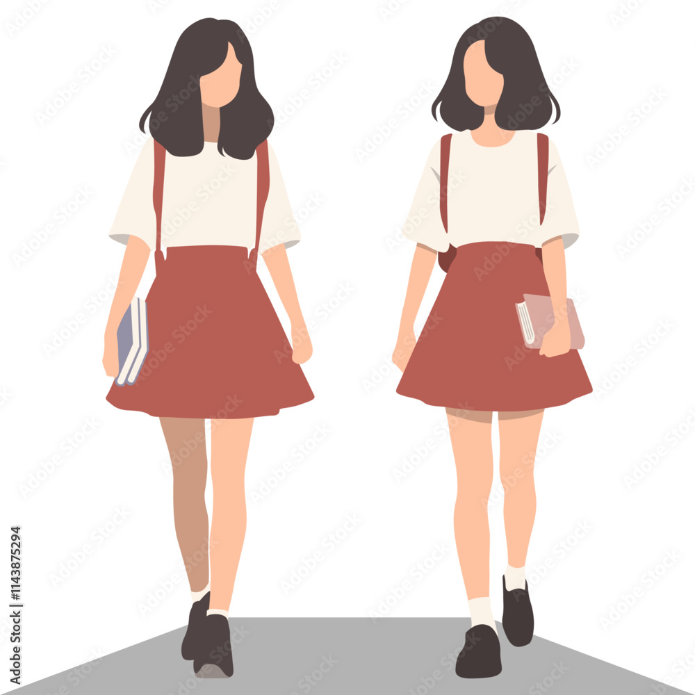 High School Female Students Walking and Talking. High School Female Students Walking and Talking.