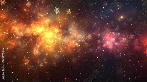 Cosmic Winter Fireworks: A Digital Painting of Festive Nebulae. AI Generated