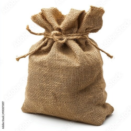 Burlap sack isolated on white background photo