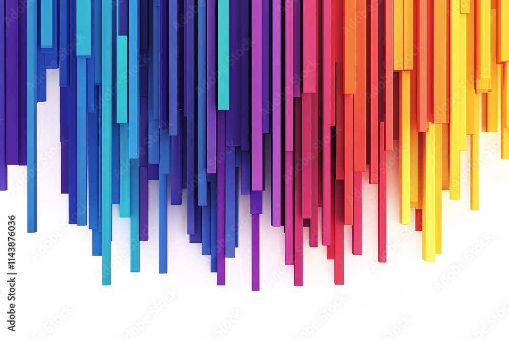 custom made wallpaper toronto digitalBright multicolored vertical bars cascading with a layered gradient effect on a white background showcasing modern abstract art