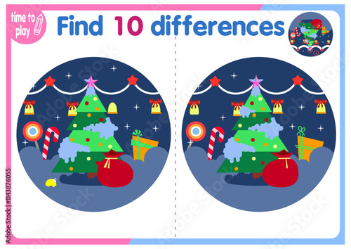 children's educational game. logic game. coloring book. find the difference. New Year. Christmas	
