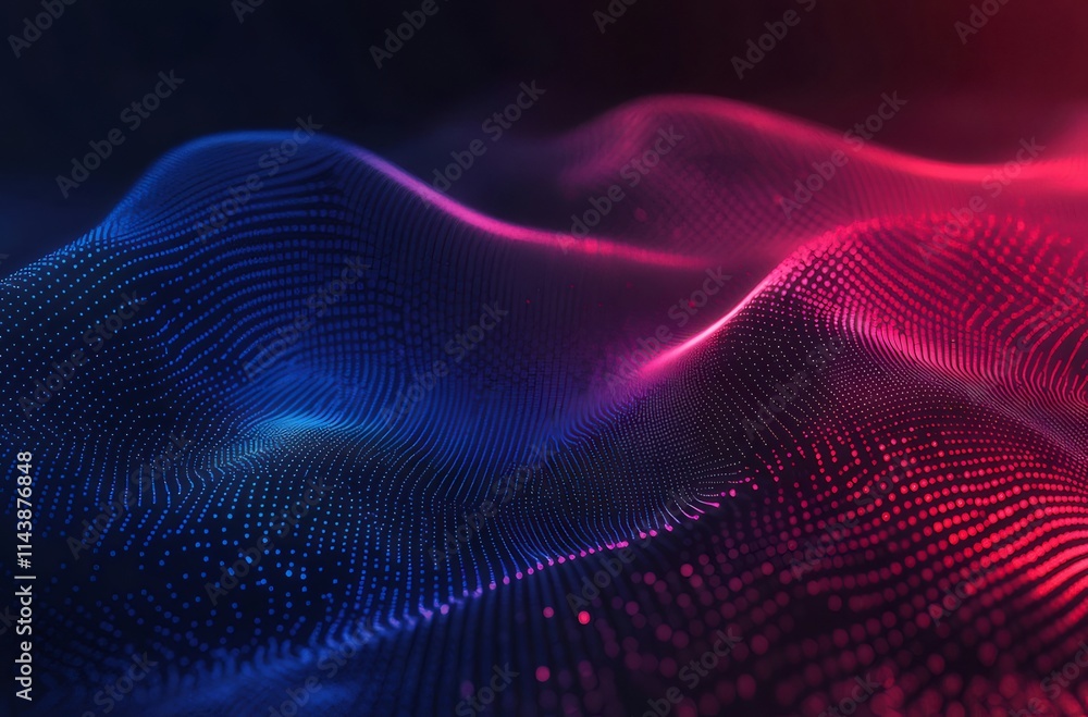 Abstract wave of glowing particles, red and blue. Abstract wave of glowing particles, red and blue.