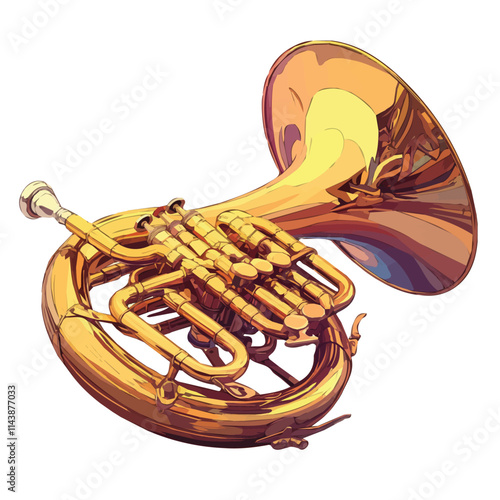 Vector illustration of a musical instrument and trumpet