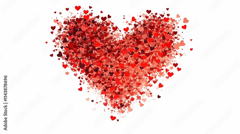 Colorful Heart Shape Made of Small Hearts in Red Shades Representing Love, Passion, and Affection for Romantic and Celebratory Themes Colorful Heart Shape Made of Small Hearts in Red Shades Representing Love, Passion, and Affection for Romantic and Celebratory Themes
