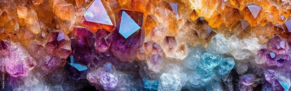 Intricate details of a crystal geode featuring vibrant colors and unique formations in natural light Intricate details of a crystal geode featuring vibrant colors and unique formations in natural light