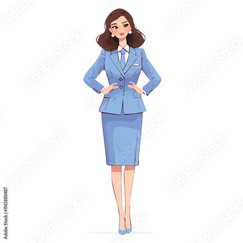 Vector illustration of a girl in a flight attendant outfit