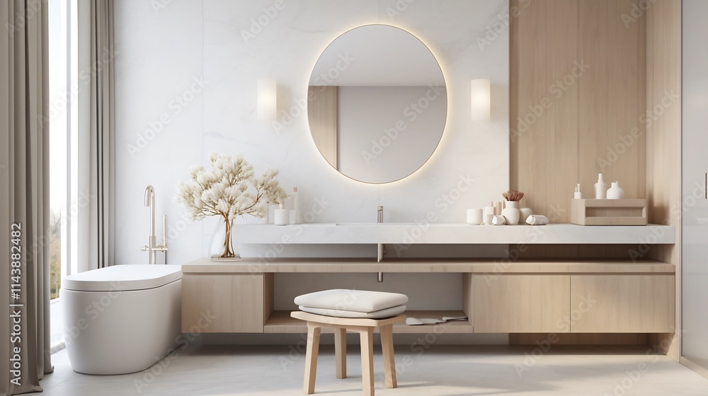 Sleek and Sophisticated Contemporary Bathroom Design Featuring a Floating Vanity with Hidden Storage and Clean Minimalist Aesthetic Sleek and Sophisticated Contemporary Bathroom Design Featuring a Floating Vanity with Hidden Storage and Clean Minimalist Aesthetic