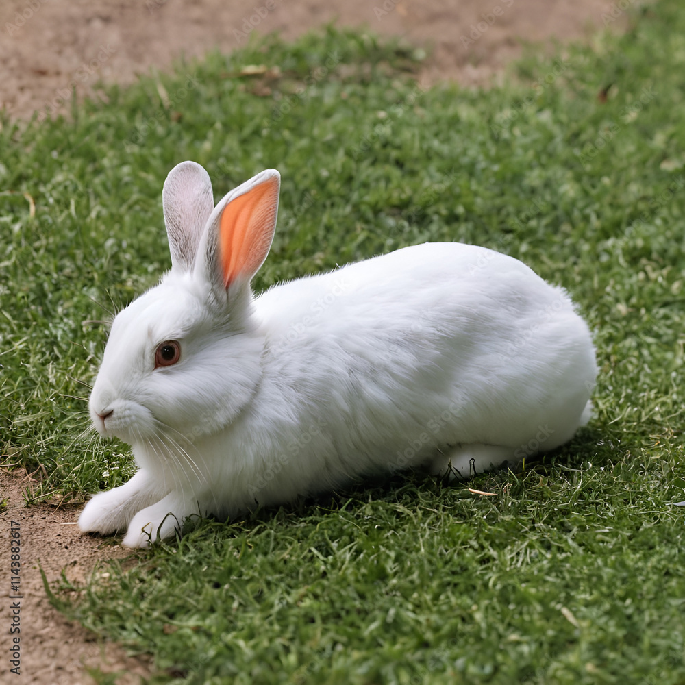 white rabbit on grass white rabbit on grass
