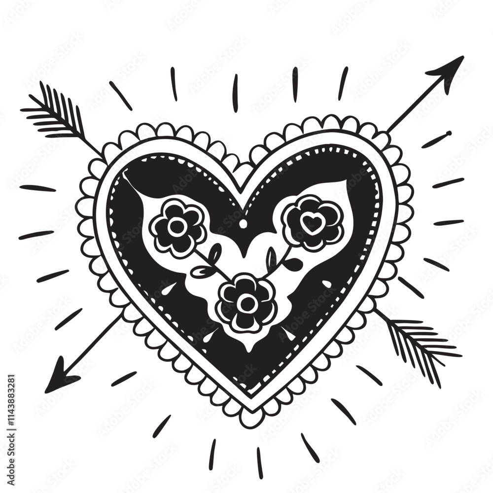 Obraz premium Hand Drawn Valentine Element