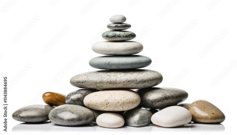 Serene Stack of Smooth Stones: A Study in Balance and Tranquility Serene Stack of Smooth Stones: A Study in Balance and Tranquility