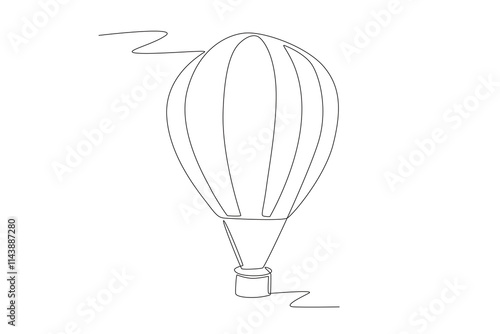 Hot air balloon concept one-line drawing