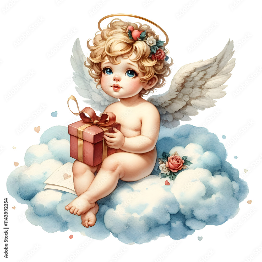 Fototapeta premium Cute Cupid Clipart, Watercolor Valentine Cupid PNG, Angel Clipart, Valentine's Day, Watercolor Clipart, Card Making, Digital Download,Cute Cupid Clipart, Watercolor Valentine Cupid PNG, Angel Clipar