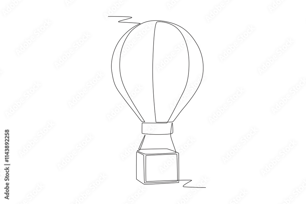 Hot air balloon concept one-line drawing Hot air balloon concept one-line drawing