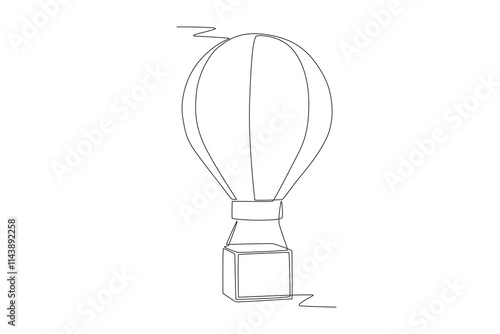 Hot air balloon concept one-line drawing