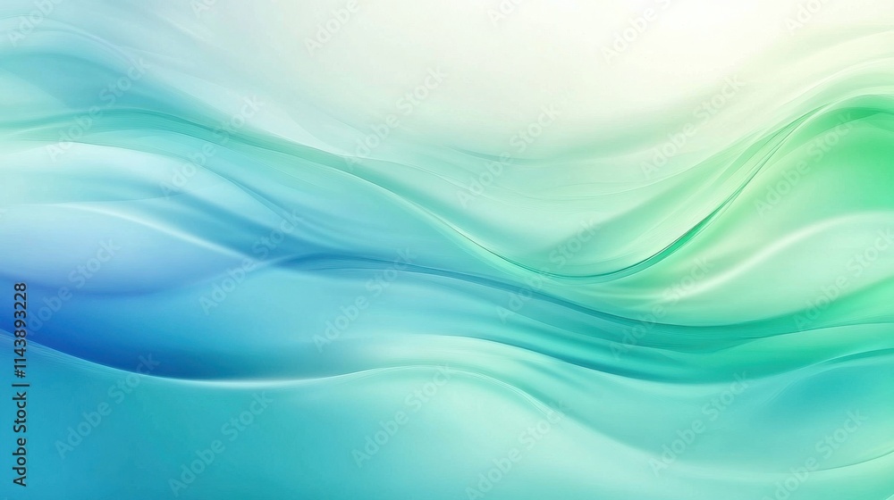 Fototapeta premium Softly blurred reflections on calm flowing water create a serene, tranquil atmosphere in shades of blue and green during the day