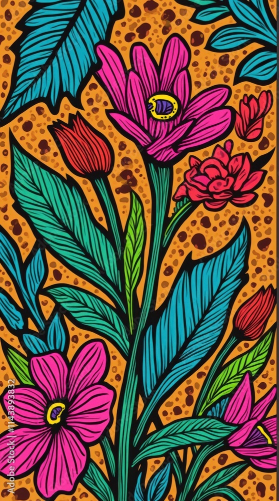 Fototapeta premium Vibrant Pop Art Floral Composition