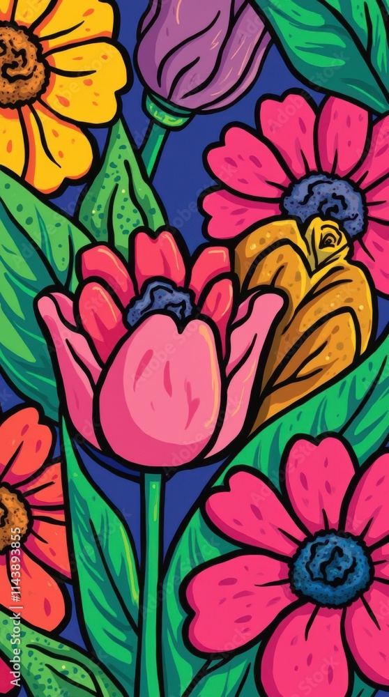 Obraz premium Vibrant Pop Art Flower Composition