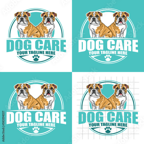 Dog vector logo design. Dog Lover Identity Design Branding. Animal hotel funny logo design template. Bulldog logo design for dog care photo