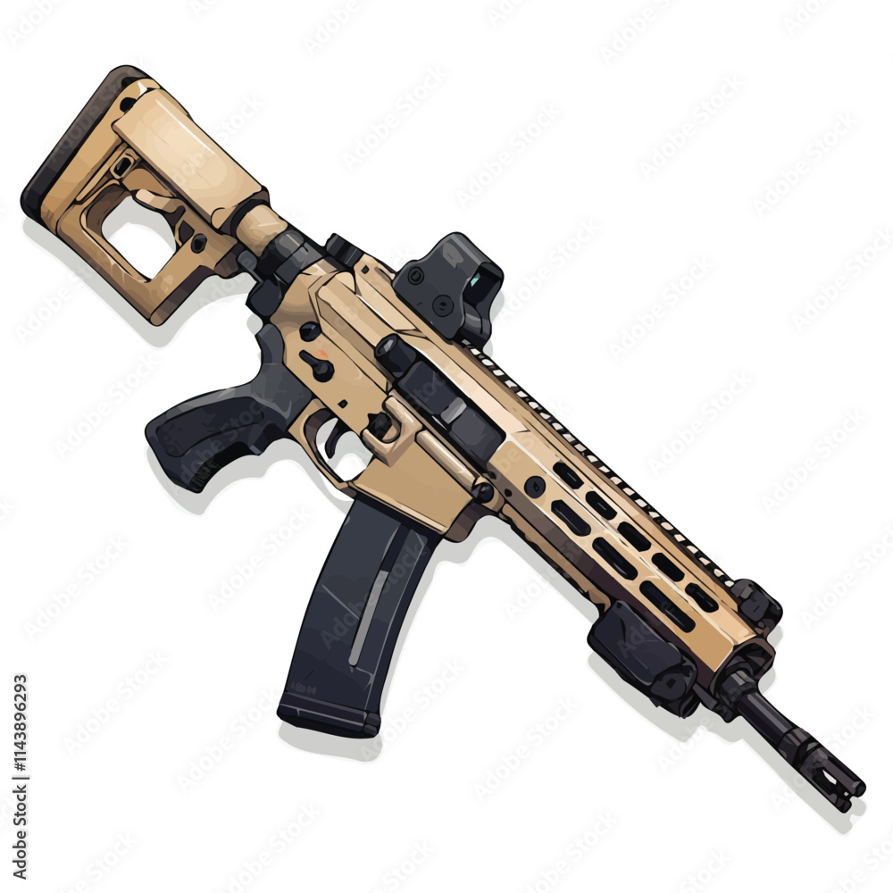 Vector illustration of a set of firearms