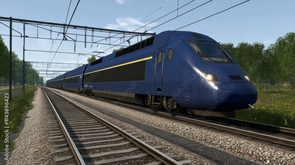 Naklejka premium High-Speed Train on European Tracks: A Modern Transportation Marvel