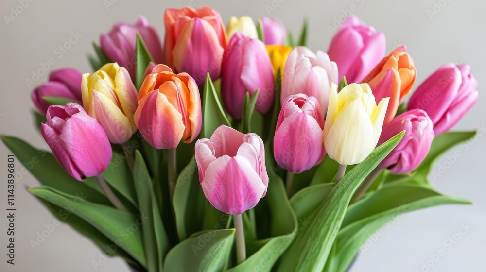 Blooming tulips showcase vibrant colors in a spring bouquet celebrating nature's beauty and renewal Blooming tulips showcase vibrant colors in a spring bouquet celebrating nature's beauty and renewal