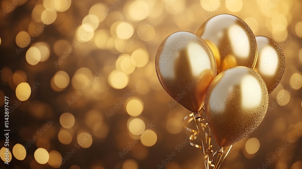 Celebratory action with golden balloons festive atmosphere close-up Celebratory action with golden balloons festive atmosphere close-up