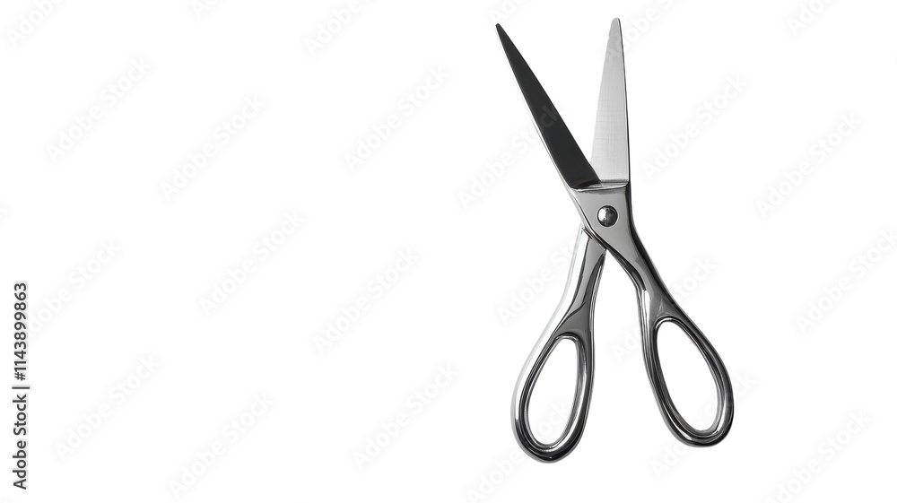 A Close-Up View of Shiny Silver Scissors Ideal for Crafting and Tailoring Projects, Showcasing Sleek Design and Precision Cutting Ability. A Close-Up View of Shiny Silver Scissors Ideal for Crafting and Tailoring Projects, Showcasing Sleek Design and Precision Cutting Ability.