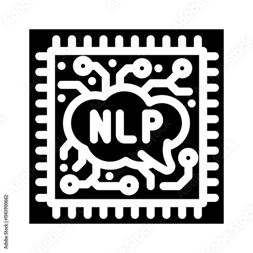 language processor chip nlp glyph icon vector. language processor chip nlp sign. isolated symbol illustration