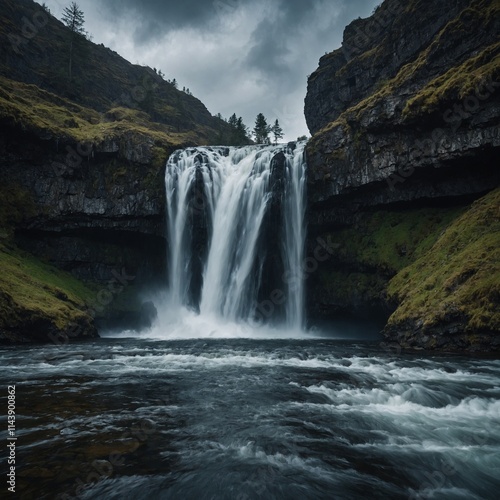 waterfall in the mountains