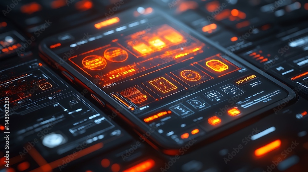 Fototapeta premium Analyzing digital trends technology infographic modern close-up