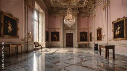 Opulent Rococo Ballroom with Gilded Decor and Marble Elegance V3