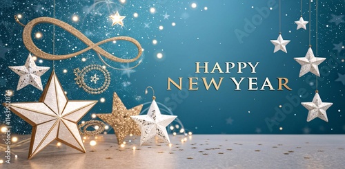 Shimmering Stars & Gold Decorations, Dreamy New Year Celebration V2