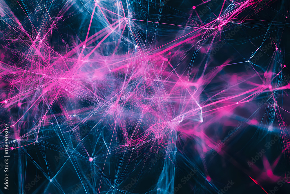 Intricate Ethereal Neon Light Trails on Dark Background in Geometric Shapes Intricate Ethereal Neon Light Trails on Dark Background in Geometric Shapes