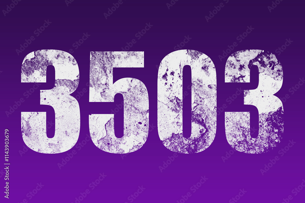 flat white grunge number of 3503 on purple background. flat white grunge number of 3503 on purple background.