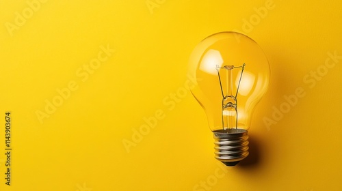 Clear light bulb on yellow background.