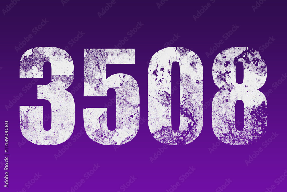 flat white grunge number of 3508 on purple background. flat white grunge number of 3508 on purple background.