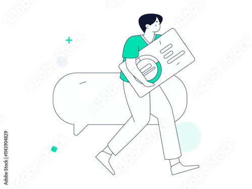 Flat vector illustration of business people operating work scene
