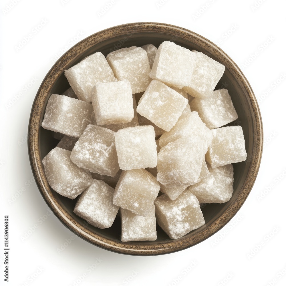 Sugar cubes in bowl isolated on white background Sugar cubes in bowl isolated on white background