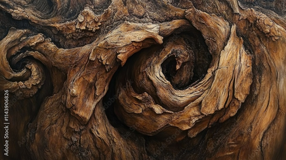 Intricate close-up view of a tree knot showcasing detailed wood grain patterns and texture Intricate close-up view of a tree knot showcasing detailed wood grain patterns and texture