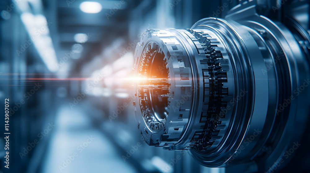 Industrial Machinery, Close-up of a Complex Gear System, Precisely Engineered Metal Components, High-Tech Manufacturing, Futuristic Design, Blue-Toned Aesthetic Industrial Machinery, Close-up of a Complex Gear System, Precisely Engineered Metal Components, High-Tech Manufacturing, Futuristic Design, Blue-Toned Aesthetic