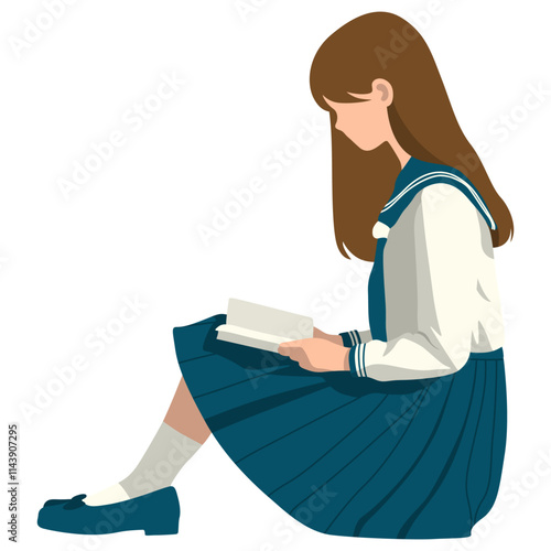 High School Female Student Reading.