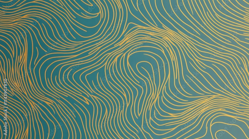 Obraz premium Abstract Gold Line Art on Teal Background