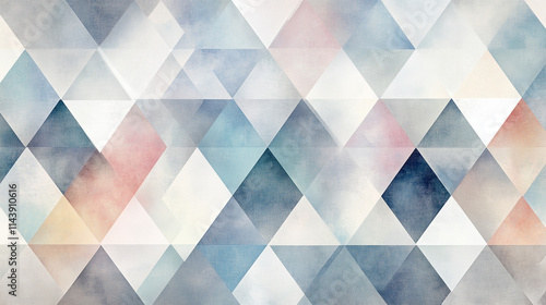 A pattern of colorful triangles, arranged in an intricate geometric design. Pastel whites and blues with hints of gray for contrast. 